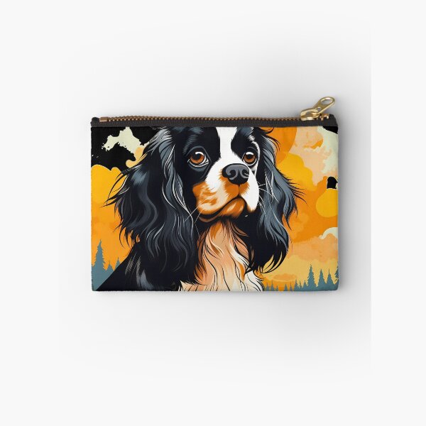 Item preview, Cavalier king charles spaniels mini dog breed black and tan puppy cute colorful illustration designed and sold by NBSStore.