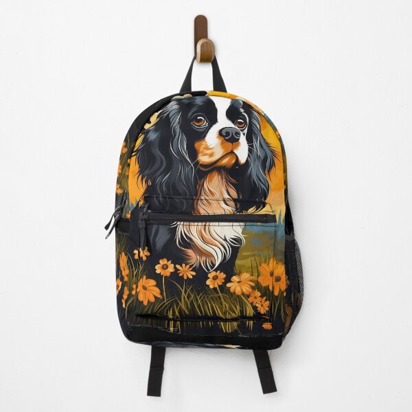 Item preview, Cavalier king charles spaniels mini dog breed black and tan puppy cute colorful illustration designed and sold by NBSStore.
