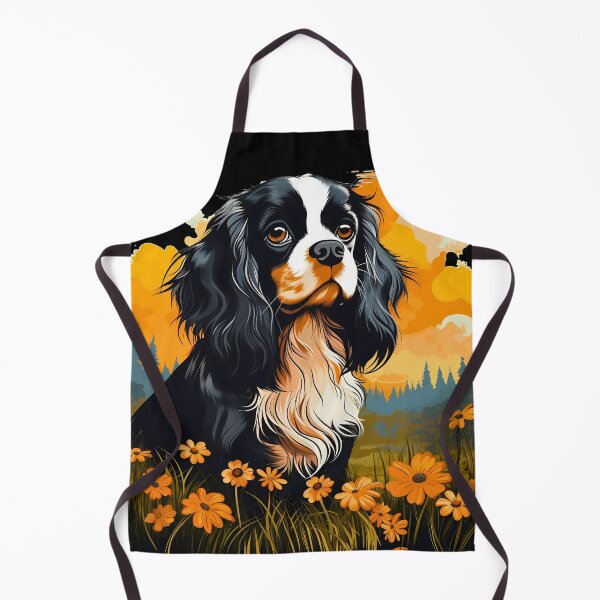 Item preview, Cavalier king charles spaniels mini dog breed black and tan puppy cute colorful illustration designed and sold by NBSStore.