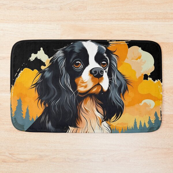 Item preview, Cavalier king charles spaniels mini dog breed black and tan puppy cute colorful illustration designed and sold by NBSStore.