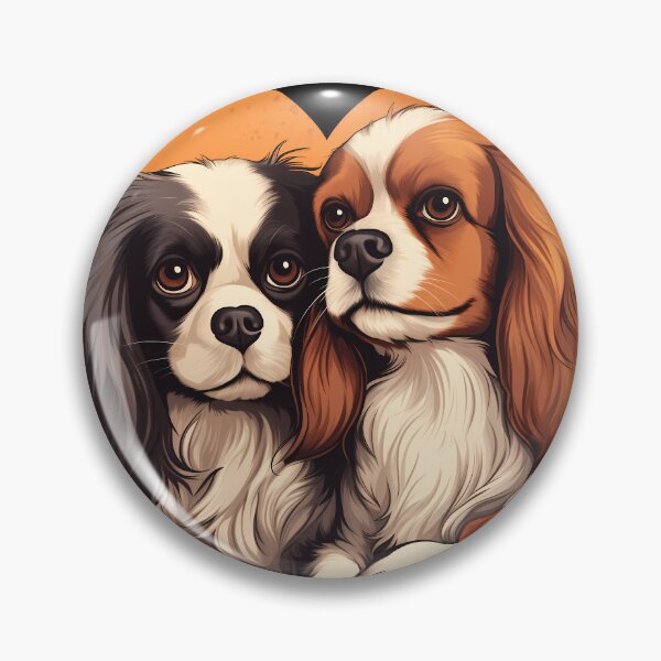 Item preview, Cavalier king charles spaniels mini dog breed black and tan puppies in love cute illustration designed and sold by NBSStore.