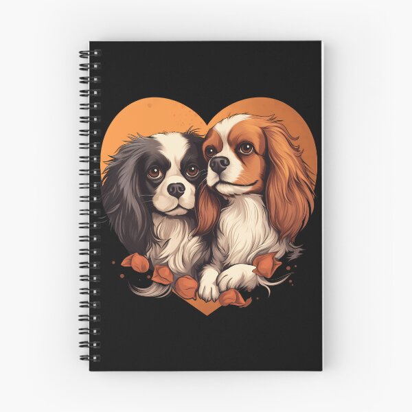 Item preview, Cavalier king charles spaniels mini dog breed black and tan puppies in love cute illustration designed and sold by NBSStore.