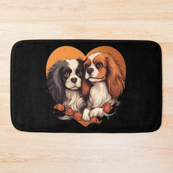 Item preview, Cavalier king charles spaniels mini dog breed black and tan puppies in love cute illustration designed and sold by NBSStore.