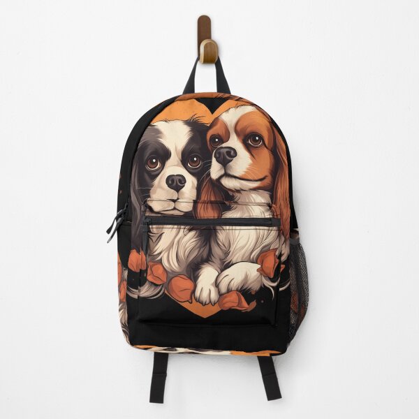 Artikelvorschau, Cavalier King Charles Spaniels Mini-Hunderasse schwarz-braune Welpen in verliebter niedlicher Illustration entworfen und verkauft von NBSStore.