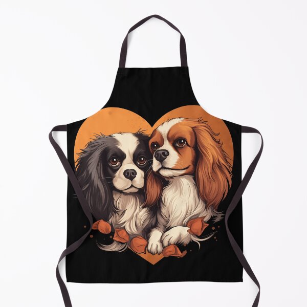 Item preview, Cavalier king charles spaniels mini dog breed black and tan puppies in love cute illustration designed and sold by NBSStore.