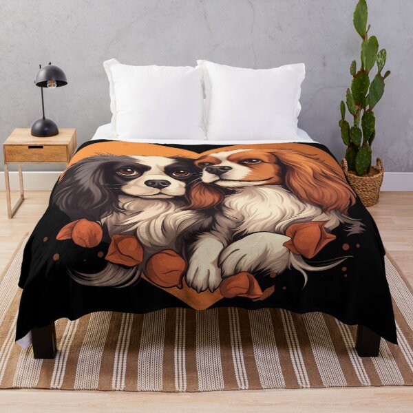 Item preview, Cavalier king charles spaniels mini dog breed black and tan puppies in love cute illustration designed and sold by NBSStore.