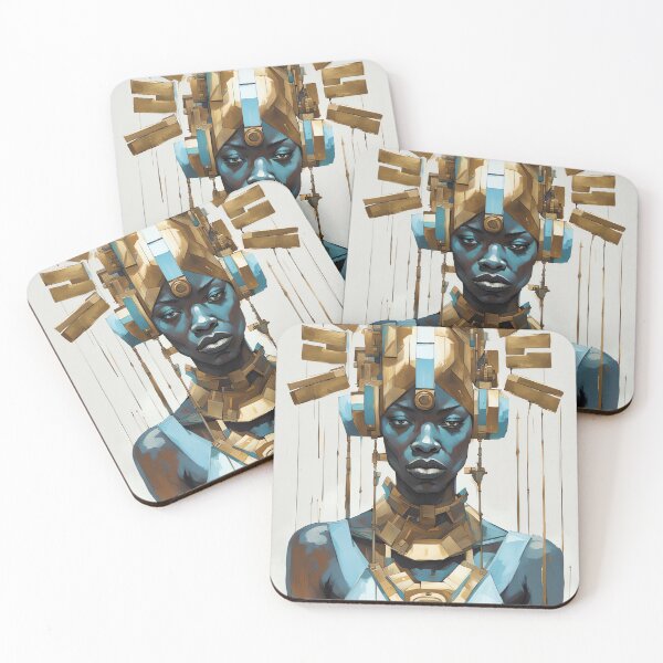 Item preview, The Empress of Tomorrow: Bridging Worlds with Grace | Gold and Blue | Portrait designed and sold by JackrabbitPub.