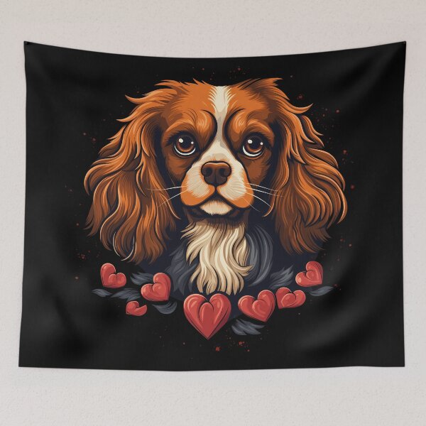 Item preview, Cavalier king charles spaniels mini dog breed black and tan puppy cute illustration designed and sold by NBSStore.