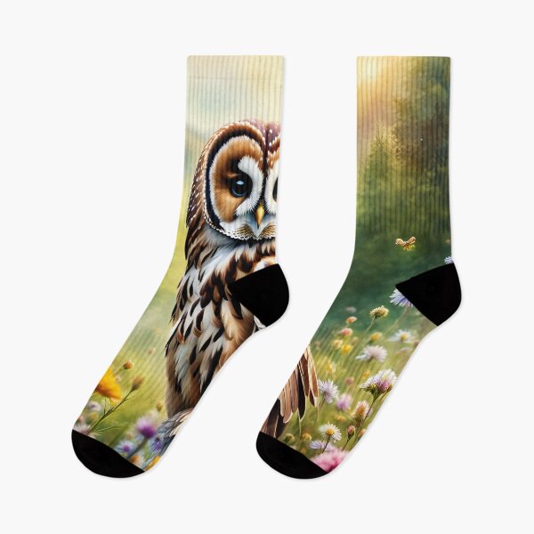 Item preview, A Tawny (Brown) Owl takes a rest in the wildflower meadow! designed and sold by Zen-Hues.