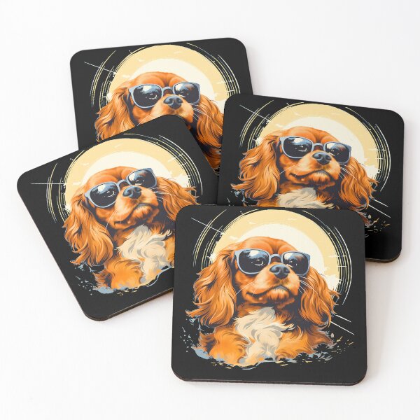 Item preview, Cavalier king charles spaniels mini dog breed black and tan puppy cute illustration designed and sold by NBSStore.