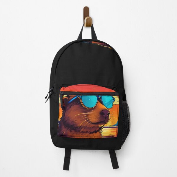 Item preview,  Capybara wearing sunglasses on a background of sunset designed and sold by Linework Studio.