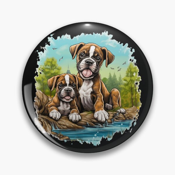 Item preview, Cute boxer dog breed puppies in nature illustration designed and sold by NBSStore.