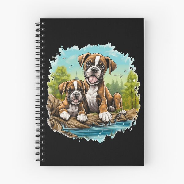 Item preview, Cute boxer dog breed puppies in nature illustration designed and sold by NBSStore.