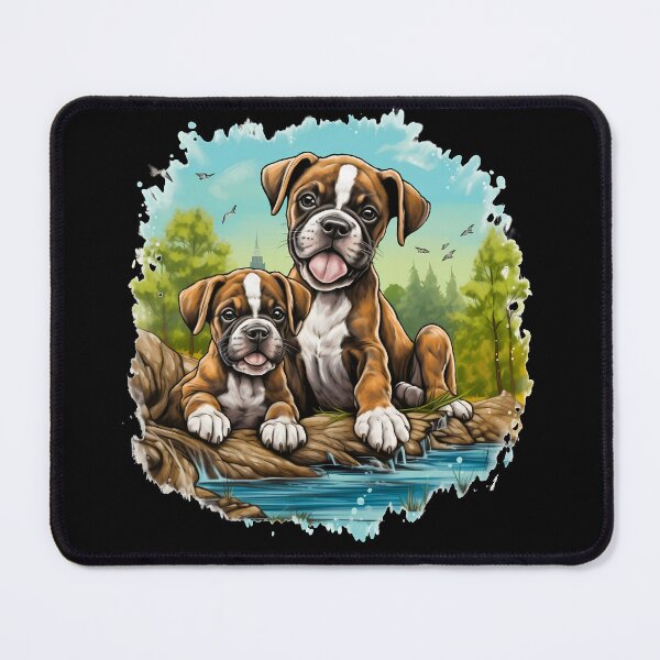 Item preview, Cute boxer dog breed puppies in nature illustration designed and sold by NBSStore.