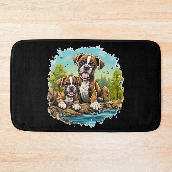 Item preview, Cute boxer dog breed puppies in nature illustration designed and sold by NBSStore.
