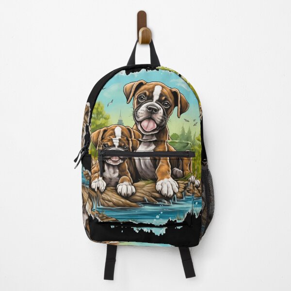 Item preview, Cute boxer dog breed puppies in nature illustration designed and sold by NBSStore.