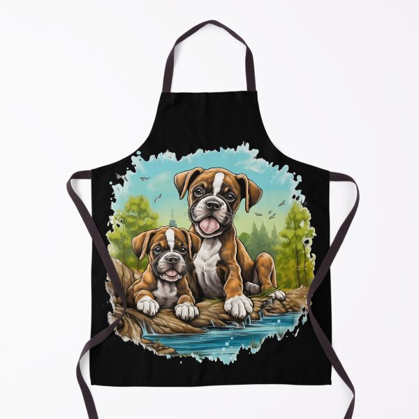 Item preview, Cute boxer dog breed puppies in nature illustration designed and sold by NBSStore.