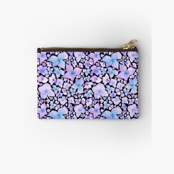Item preview, Hydrangea Serrata Watercolor Floral Pattern on Black designed and sold by Negin Mf Designs.