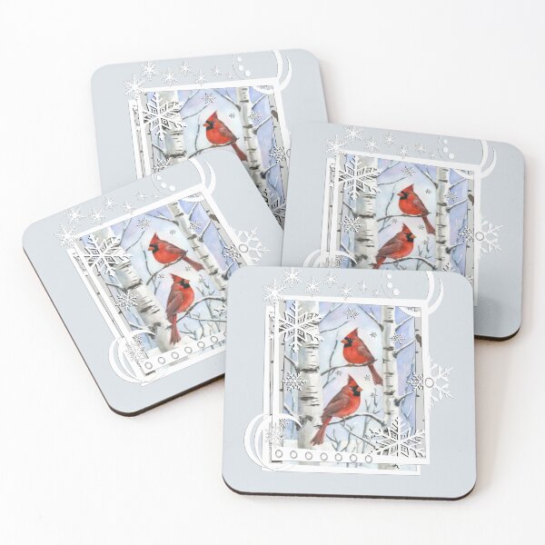 Item preview, Winter Red Cardinal Birds in Snowy Birch Trees Snowflake Graphic designed and sold by tamdevo1.