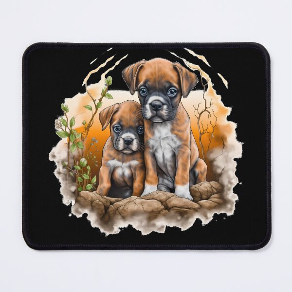 Item preview, Cute boxer dog breed puppies in nature illustration designed and sold by NBSStore.