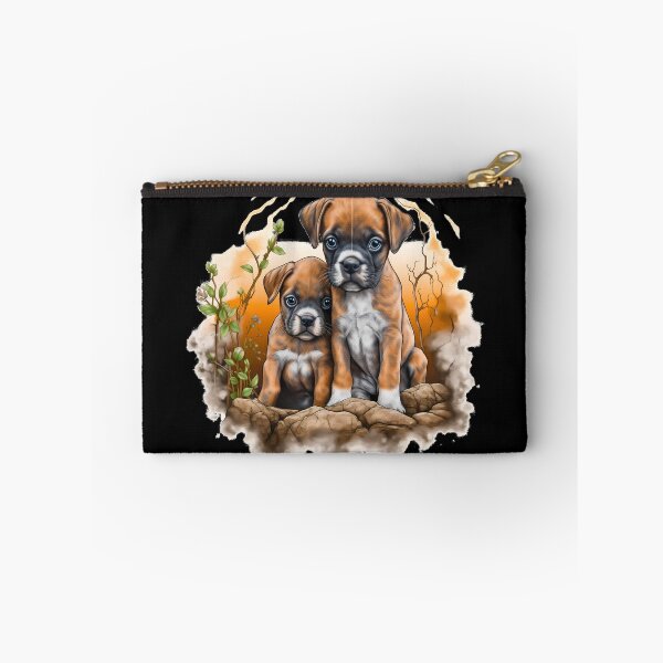 Item preview, Cute boxer dog breed puppies in nature illustration designed and sold by NBSStore.