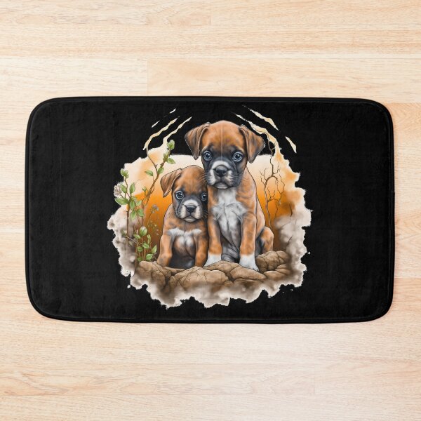 Item preview, Cute boxer dog breed puppies in nature illustration designed and sold by NBSStore.