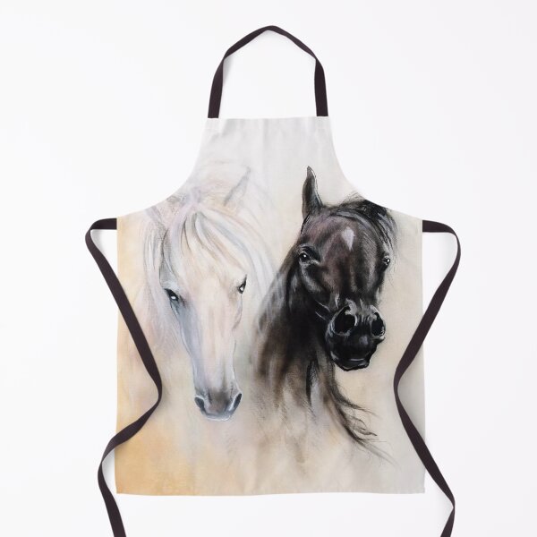Item preview, Black and white horse heads, frontal view, painting designed and sold by clon-dot-net.
