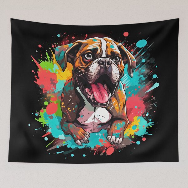 Item preview, Cute boxer dog breed colorful illustration designed and sold by NBSStore.