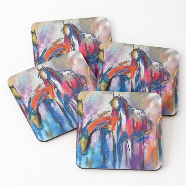 Item preview, Horse pond, horses drinking water from a pond, modern, painting designed and sold by clon-dot-net.