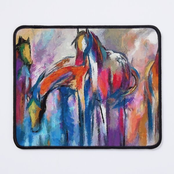 Item preview, Horse pond, horses drinking water from a pond, modern, painting designed and sold by clon-dot-net.
