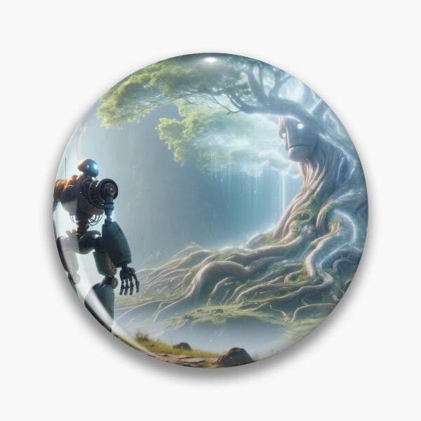 Item preview, Robot finds magical tree with a face! designed and sold by AmbientPeteyAI.