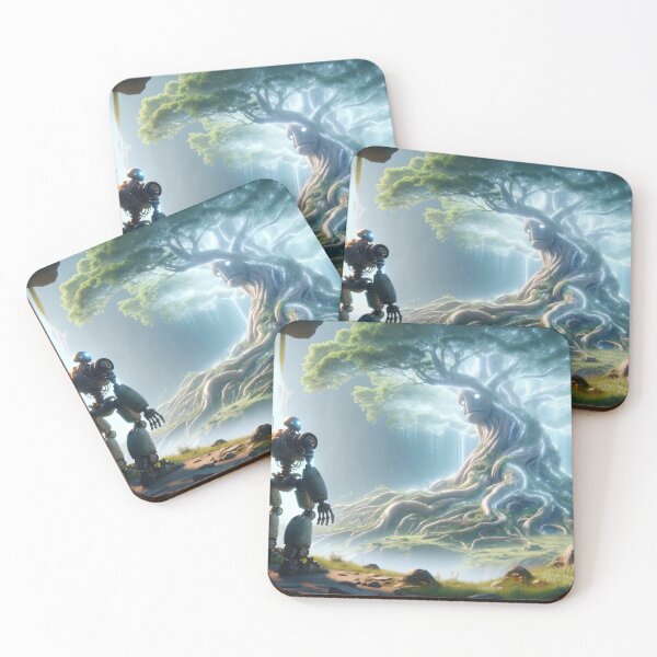 Item preview, Robot finds magical tree with a face! designed and sold by AmbientPeteyAI.