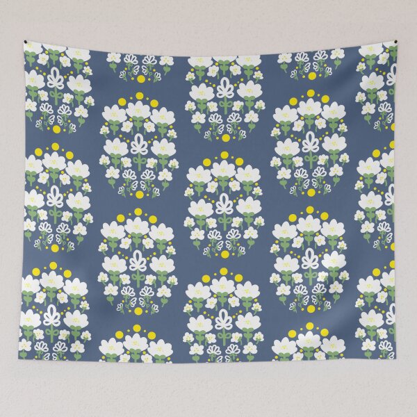Item preview, Folkart cottagecore white flowers designed and sold by ArtbyLinnzy.