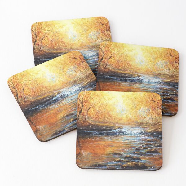 Item preview, Music of the stream, river passing through the woods under the sun, painting designed and sold by clon-dot-net.