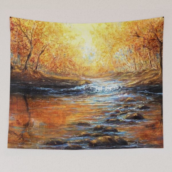 Item preview, Music of the stream, river passing through the woods under the sun, painting designed and sold by clon-dot-net.