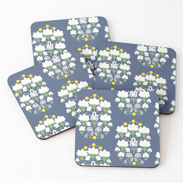Item preview, Folkart cottagecore white flowers designed and sold by ArtbyLinnzy.