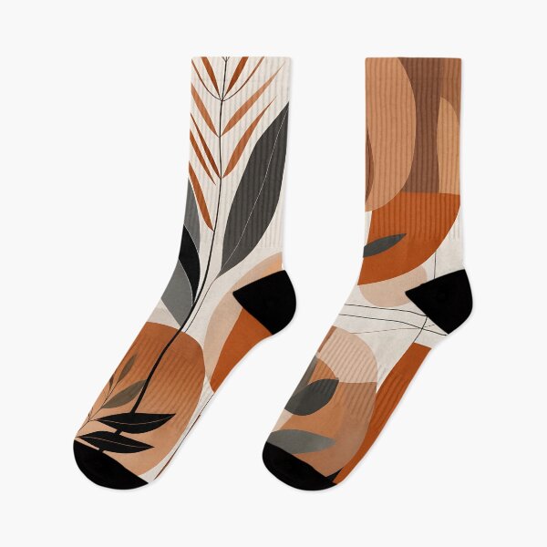 Item preview, Mid Century Botanical Retro Geometric Leaves  Florals Burnt Orange, Brown, Cream #2 designed and sold by Prints and Lifestyle.
