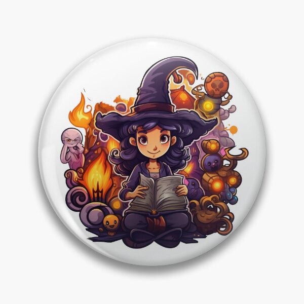 Item preview, Mystical Enigma: Cartoon Witch in Blue Sticker designed and sold by PureGlee.