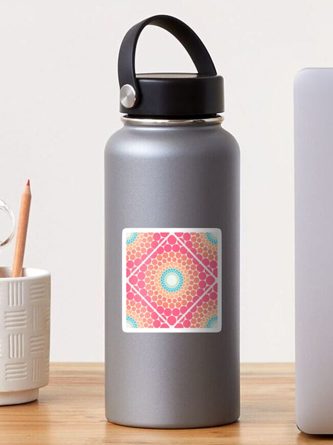 Sticker, Radiant Sunset on Sea Dot Mandala Diamond Tile designed and sold by Triplicate Limited