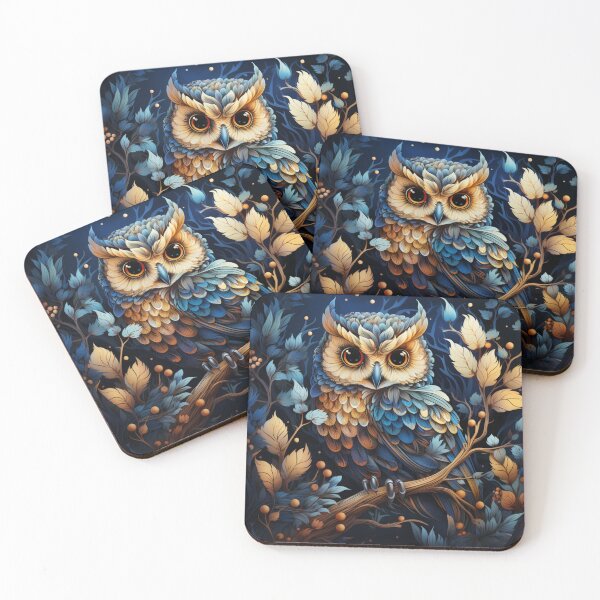 Item preview, An adorable owl in a vintage night background  designed and sold by DesignVistaHub.