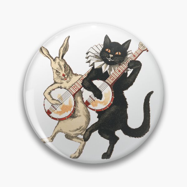 Item preview, Musical Companions: Banjo Cat and Hare Cutout - N. L. Murphys Vintage Art designed and sold by EmeraldeaArt.