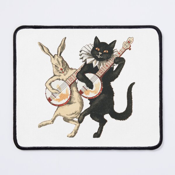 Item preview, Musical Companions: Banjo Cat and Hare Cutout - N. L. Murphys Vintage Art designed and sold by EmeraldeaArt.