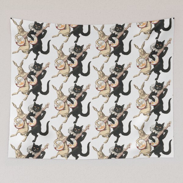 Item preview, Musical Companions: Banjo Cat and Hare Cutout - N. L. Murphys Vintage Art designed and sold by EmeraldeaArt.