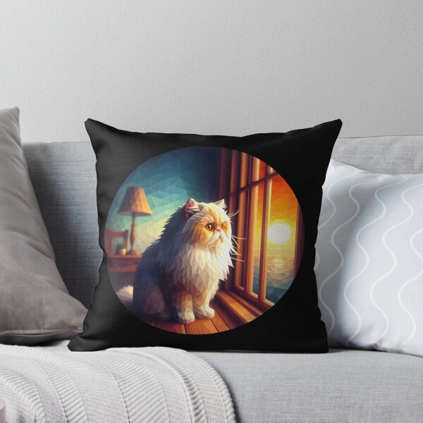 Item preview, Low Poly Persian Cat Looking Out the Window (no frame) designed and sold by SebastianArt75.