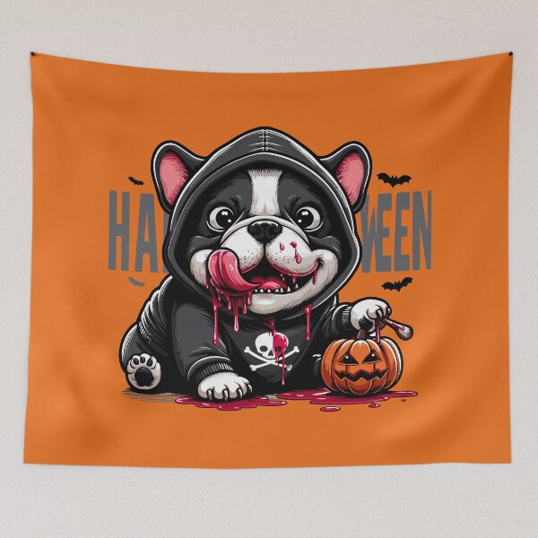 Item preview, BOBE se unió a Halloween con papá bull dog designed and sold by olopaw.