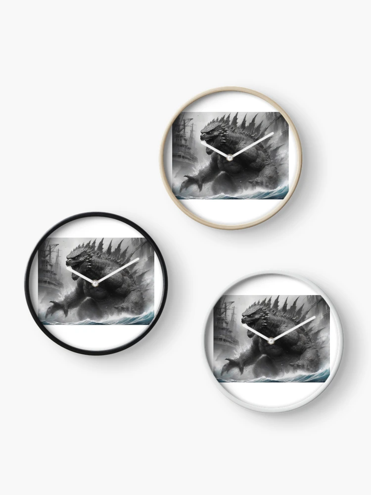 Thumbnail 3 of 4, Clock, Godzilla Attacks designed and sold by Ragedaddy72.