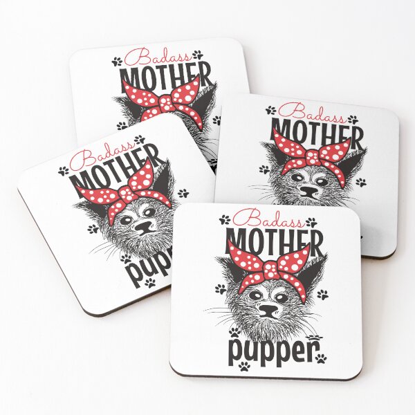 Item preview, Badass Mother Pupper with red hair tie funny dog Messy Hair  T-Shirts Classic T-Shirt Essential T-Shirt designed and sold by Rockty.