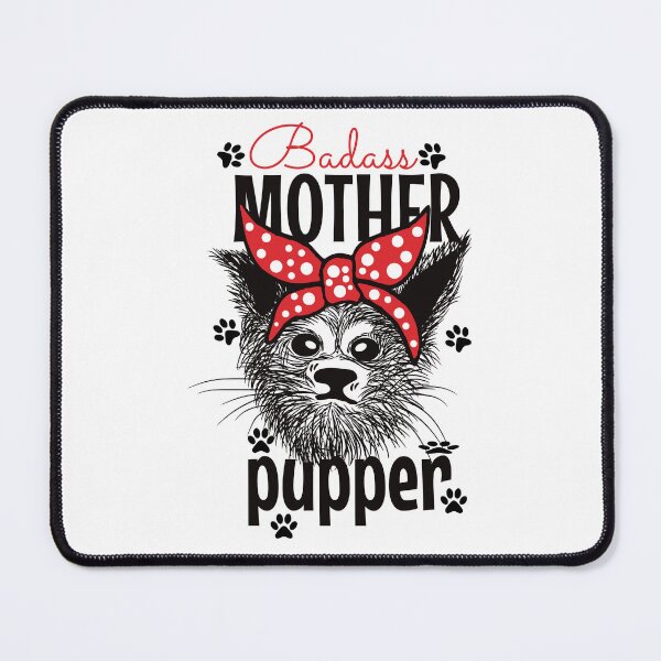 Item preview, Badass Mother Pupper with red hair tie funny dog Messy Hair T-Shirts Classic T-Shirt Essential T-Shirt designed and sold by Rockty.