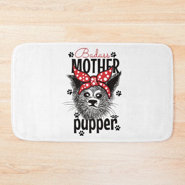 Item preview, Badass Mother Pupper with red hair tie funny dog Messy Hair  T-Shirts Classic T-Shirt Essential T-Shirt designed and sold by Rockty.