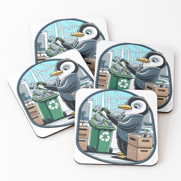 Item preview, Recycling Advocate: Penguin with Bins, Champion of Reuse designed and sold by #Adulting Central.